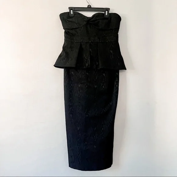 NWT Veronica Beard Allyson Black Strapless Jacquard Peplum Midi Dress Size 2 - Picture 6 of 13